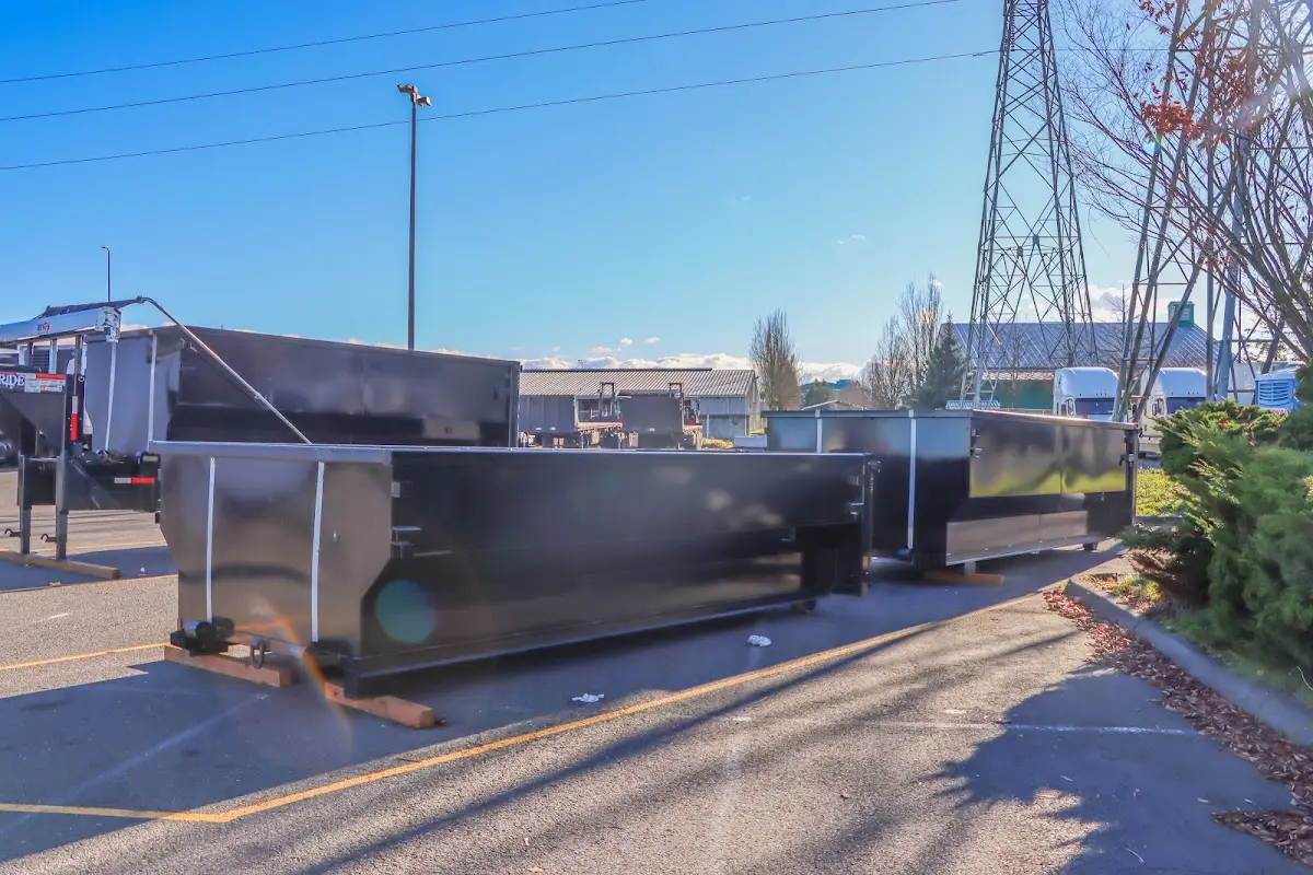 Roll-off dumpster ready for waste disposal at job site for Estate Cleanout Dumpster Rental in Redlands